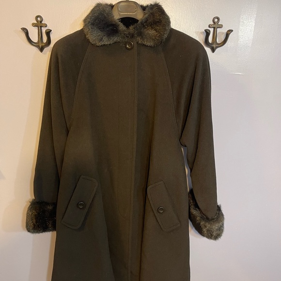 Huberman Jackets & Coats Vintage Huberman Coat With Faux Fur Black